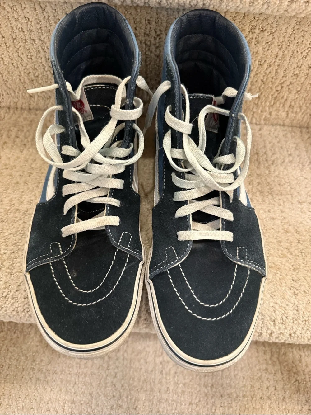 Vans Men’s High-Top Sneakers in Navy and White